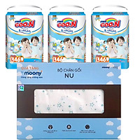 Combo 3 gói tã quần Goo.n Premium M56/L46/XL42/XXL36/XXXL26 tặng Bộ chăn gối cao cấp và đồ chơi xe trượt đà cho bé VBC-123-6 (ngẫu nhiên)