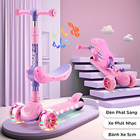 Xe Trượt Scooter Vinbuy 3 Bánh Có Nhạc, Đèn Phát Sáng, Bánh Xe Cao Cấp 5cm, Xe Trượt Chịu Lực 100kg - Hàng Chính Hãng