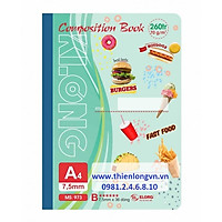Sổ may dán gáy A4 - 260 trang; Klong 973 bìa xanh