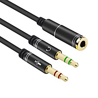 300mm Compact Size Flexible 3.5mm Stereo Audio 1 Female to 2 Male Headset Mic Y Splitter Cable Headphone to PC Adapter