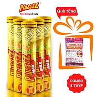 {Combo 5 tuýp} Viên sủi bọt Plusssz Max Multivitamin vị Cam không đường