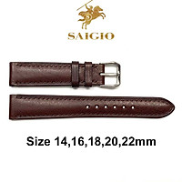 Dây Da Đồng Hồ Cổ Điển, Chất Liệu Da Bò Thật 100%, Mặt Lót Chống Thấm Mồ Hôi, Tích Hợp Lớp Gia Cố Chống Giãn Đặc Biệt, Phụ Kiện Khóa và Chốt Bằng Thép Không Gỉ 316L, Nhiều Màu, Nhiều Size - Hàng Chính Hãng SAIGIO