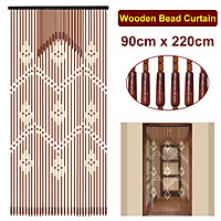 31 Lines Beaded Bamboo Wooden Door Curtain Fly Insect Blinds Screen 90 x 220cm