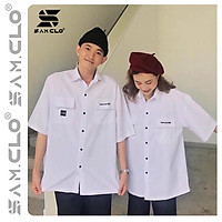Áo sơ mi nữ cổ bẻ tay ngắn - lỡ phong cách ulzzang form freesize dáng rộng unisex thêu chữ I LOVE YOU 3000 MÀU TRẮNG