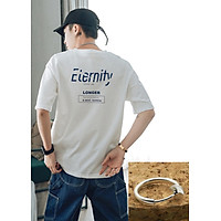 Combo Áo thun unisex tay lỡ nam nữ Enter màu trắng in chữ và khuyên tai đeo môi, mắt, tai, mũi không cần xỏ màu trắng TX075KT999