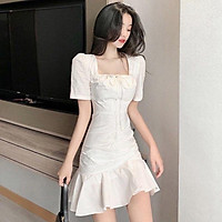 Váy trắng đuôi cá nữ chất liệu mềm mại, thoáng mát