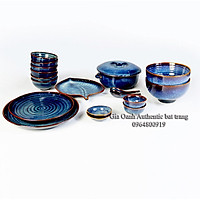 XỊN XÒ-Bộ đồ ăn CAO CẤP men xanh hỏa biến - Chuyên dùng cho nhà hàng khách sạn 5 sao-Gốm sứ Gia Oanh authentic Bat tràng