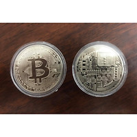 Đồng tiền ảo Bitcoin màu bạc combo 5 viên