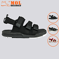 Giày sandal unisex nam nữ 3 quai ngang vải dù có quai hậu tháo rời hiệu MOL mang đi học du lịch MS1802B2