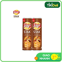 Combo 2 Snack Lays Stax Khoai Tây Miếng Vị Sườn Nướng BBQ 160g
