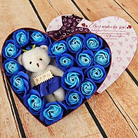 Hộp Quà Trái Tim Gấu Và Hoa Hồng Sáp Thơm
