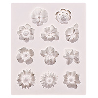 Mini Flower Shape Silicone Mold DIY Fondant Cake Decorating Tools Chocolate Gumpaste Mold Specification:gray