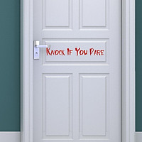 Knock if You Dare Red Door Stickers Peel and Stick for Vinyl Wall Decor