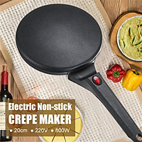 220V 800W 20cm Multifunction Electric Pancake Crepe Maker Non-Stick Baking Pancake Pan Frying Griddle Appliances for Perfect Crepes Blintzes Pancakes Bacon Pizza