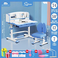 Bàn học cho bé chống gù chống cận thông minh A8 TẶNG ĐÈN HỌC, ĐỆM NGỒI, CHỐNG CẰM VÀ KẸP GIỮ SÁCH