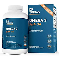 Thực phẩm chức năng Dr Tobias Omega 3 Fish Oil Triple Strength, 2.000mg, không gây bỏng, không biến đổi gen, được chứng nhận bởi NSF (180 viên mềm)