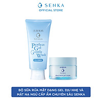 Bộ sữa rửa mặt dạng gel dịu nhẹ và Mặt Nạ Ngủ Cấp Ẩm Chuyên Sâu Senka (Senka Perfect Gel Gentle Wash và Senka Deep Moist Gel Cream 50G)