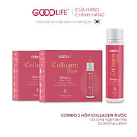 Combo 2 hộp nước uống GOODLIFE COLLAGEN GLOW 3000mg -kết hợp độc đáo Nano Curcumin (tinh bột nghệ) và Vitamin C (10 ống)