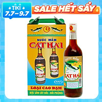 Hộp 2 Chai Nước Mắm Cát Hải Cao Đạm 650ml - Nước mắm truyền thống Vạn Vân 27 độ đạm