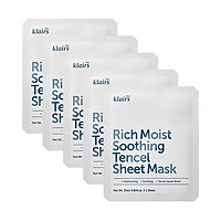 Combo 5 Mặt nạ dưỡng ẩm sâu, làm dịu dành cho da nhạy cảm, kích ứng Klairs Rich Moist Soothing Tencel Sheet Mask 25ml x5