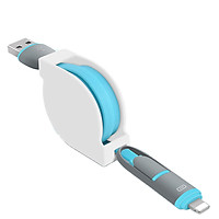 Cáp Sạc Cuộn Rút 2 Trong 1 Dành Cho Apple Android - Xanh Dương (1m)