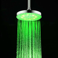 Temperature Sense Colorful Changing Shower Head Rainfall 8'' Round Shower Head