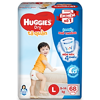 Tã Quần Huggies Dry Gói Cực Đại L68 (68 Miếng)