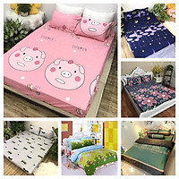 Bộ ga gối poly cotton loại đẹp mẫu DÂU NHẬT, drap giường bo chun bọc nệm (1 ga + 2 vỏ áo gối) giá rẻ