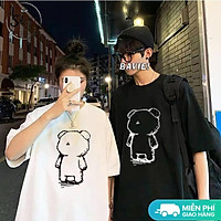 Áo phông nam nữ unisex AP30, áo thun hình gấu form rộng cổ tròn phong cách hàn quốc, chất vải siêu mát