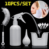 10PCS 500ML Ear Wax Removal System Safe Wash Kit Cleaner Bottle Bulb Syringe & 5 Tips Ear Wash Bottle Basin Flexible Tube Cleaning Brush