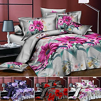 4Pcs/Set 3D Flower Series Printing Bed Sheet Pillow Cover Quilt Cover for Home Decor