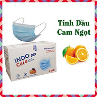 KHẨU TRANG Y TẾ INDO CARE - HƯƠNG CAM, KHỬ MÙI HƠI THỞ/CHỐNG SAY TÀU XE / KHÁNG KHUẨN 99% - HỘP 50 CÁI