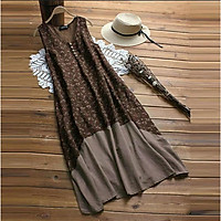 Đầm suông không tay hoa lá ArcticHunter, vải thô mềm, thích hợp mùa hè, thương hiệu chính hãng