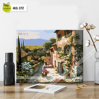 Tranh tô màu 40x50cm có khung Ngõ phố châu âu T172
