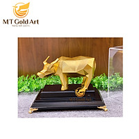 Tượng trâu hình khối dát vàng 24k MT Gold Art( 17x29x34cm)- Hàng chính hãng, trang trí nhà cửa, phòng làm việc, quà tặng sếp, đối tác, khách hàng, tân gia, khai trương 