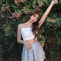 Áo crop top 2 dây bún basic chất bozip 2 màu đen trắng dễ mặc tôn dáng