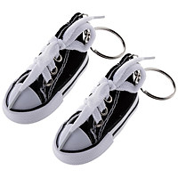 2 Pieces Fashion Canvas Shoe Design Pendant Keyring Car Key Chain Gift Black