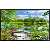 Tranh dán tường 3D Vải lụa đầm sen