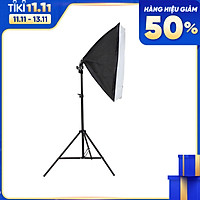 Bộ đèn studio chụp ảnh sản phẩm, quay phim, livestream chuyên nghiệp, bộ gồm chân đèn 2m kèm softbox 50x70cm, tay treo 138 cm.