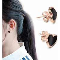 Bông Tai Nữ Hình Trái Tim Chất Liệu Thép Titan Ko Rỉ TT 0743