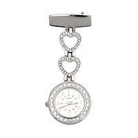 Nurse Lapel Pin Watch Fob Watch Clip-on Diamond Hanging Quartz Watch with Heart Watch Chian Doctor Pocket Watch for