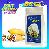 Bánh chuối phồng hạt điều Tư Bông túi 100g - món ăn vặt ít ngọt thơm ngon bổ dưỡng từ Đồng Tháp