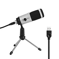 Condenser Microphone USB Microphone Karaoke Recording Broadcasting Podcasting with Clip Tripod Plug and Play for Laptop