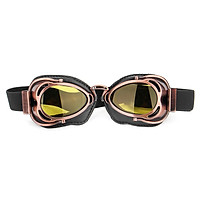 Helmet Eyewear Goggles Motorcycle Bike Vintage Pilot Biker Black Lens Anti-Fog (Copper Frame)