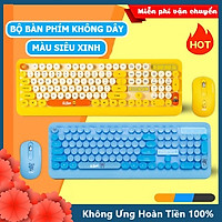 Bộ bàn phím và chuột không dây Siêu Xinh thời trang XSmart K68 màu vàng xanh sặc sỡ tương thích máy tính, laptop, pc - Hàng Chính Hãng