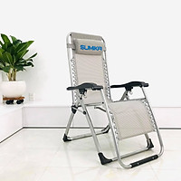 Ghế xếp thư giãn SUMIKA 179 Grey - Dòng cao cấp, khóa bằng kim loại, vải lưới Textilene thoáng khí, tải trọng 300kg