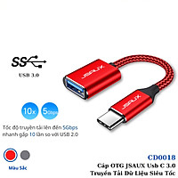 Cáp Chuyển Đổi Type C Sang Usb 3.0 Cao Cấp CD0019 JSAUX - Cho Điện Macbook, Điện thoại Samsung, Oppo, Huewei...Cáp OTG - Hàng chính hãng