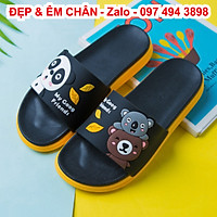 Dép lê quai ngang hình gấu trúc dễ thương, cao su tổng hợp ép nguyên khối mềm dẻo chống trơn trượt hiệu quả cho nhà tắm, không thấm mồ hôi chân