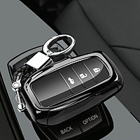 Ốp, bọc chìa khóa silicon màu tráng gương bảo vệ chìa khóa cho xe Toyota Fortuner, Camry 2018, Corolla Altis, Land Cruiser Prado…kèm móc đeo INOX