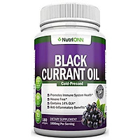 Black Currant Oil - 1000 Mg - 180 Softgels - Cold-Pressed Pure Black Currant Seed Oil - Hexane Free - 140mg GLA Per Serving - Regulates Hormonal Balance - Great For Immune System, Hair, Skin and Heart